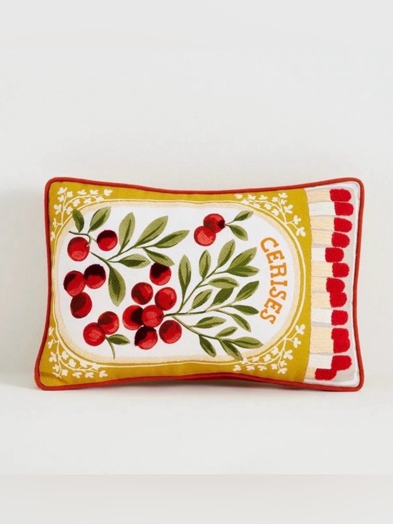 Anthropologie Other - Anthropologie Les Fruits Cotton Embroidered Pillow, NWT